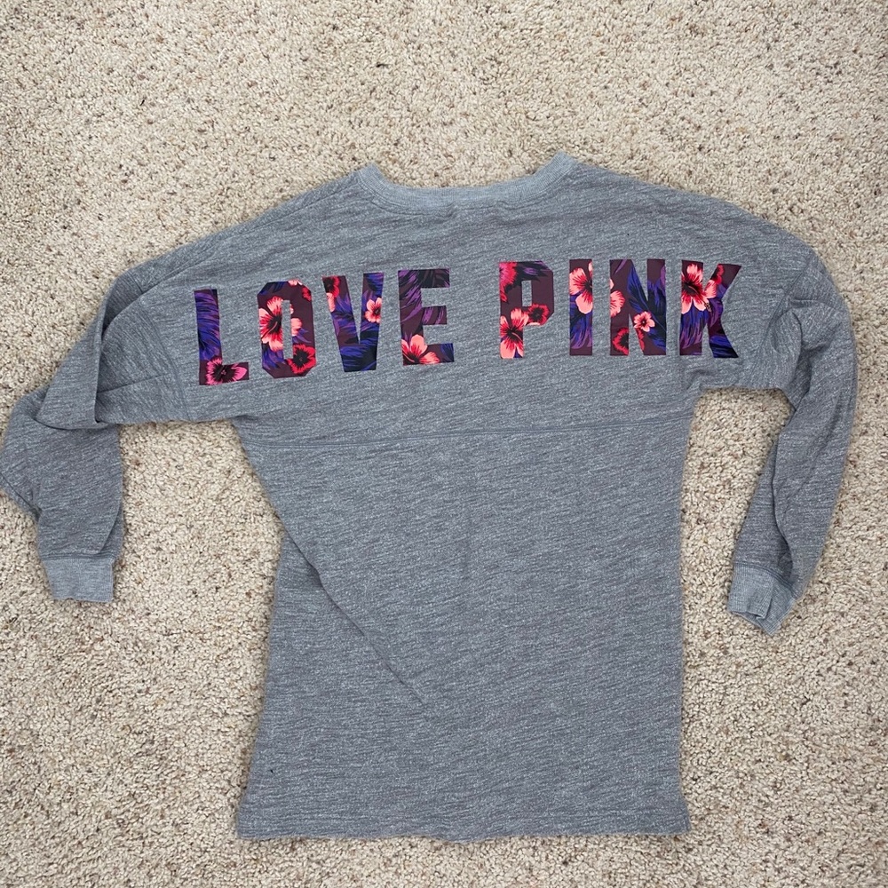 PINK grey oversized long-sleeve